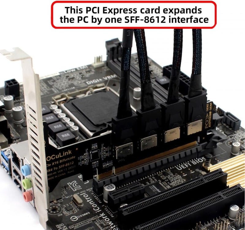 CY محول PCI-Express 4.0 PCIE 16x قابل للفصل إلى أربعة Oculink SFF-8612 SFF-8611 محول VROC Raid0 داخلي لقرص SSD U.2 eGPU محطة بطاقة الرسوم الخارجية - Image 4
